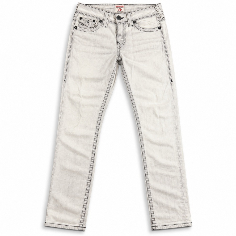 True Religion Julie Super T Skinny Jeans Grey White Black Stitch Womens 26 USA
